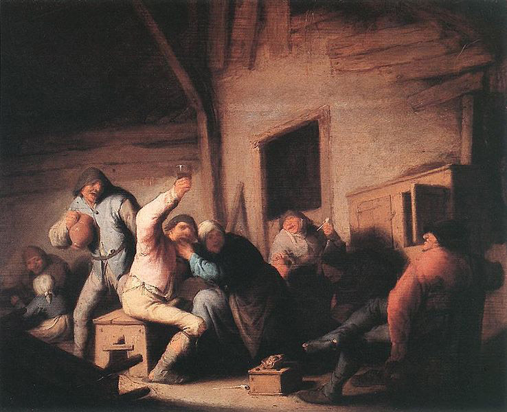 Carousing peasants in a tavern.